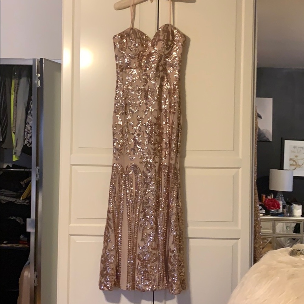 Rose Gold Sequin Bridesmaid Dress